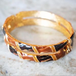 Gold Bracelet w/ Brown & Black Details